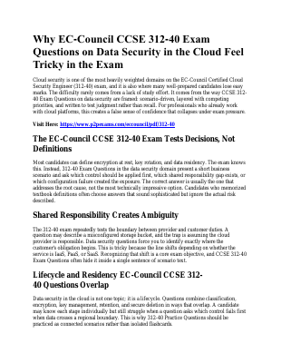 A Smart Approach to Solving EC-Council CCSE 312-40 Exam Questions From Data Security in the Cloud in the Exam